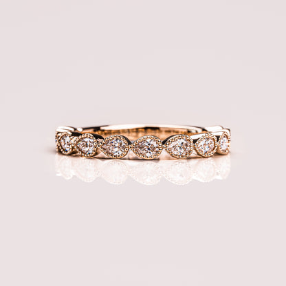 0.8 TCW Pear Milgrain Moissanite Wedding Band