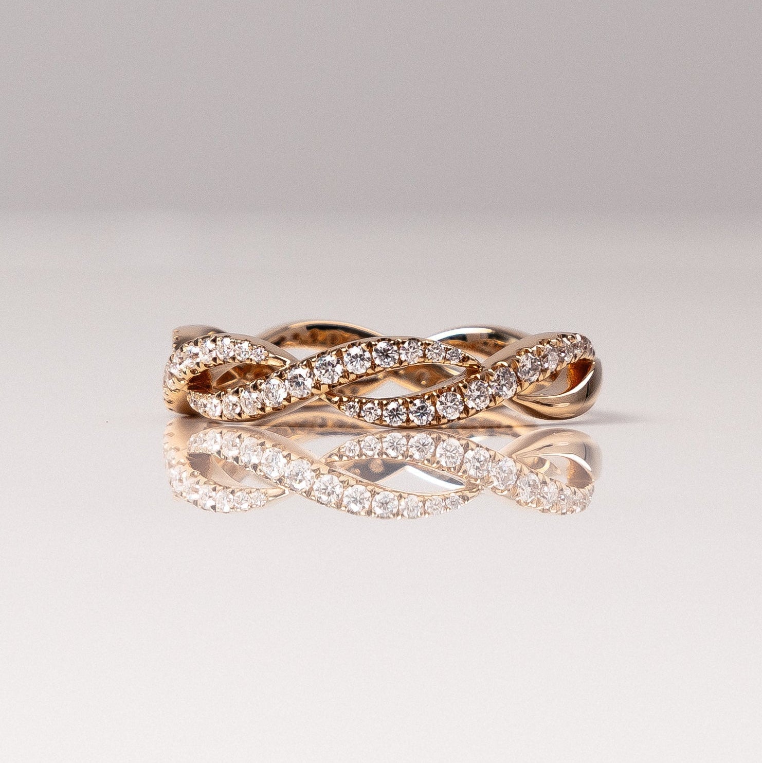 0.54 TCW Round Half Eternity & Twisted Moissanite Wedding Band