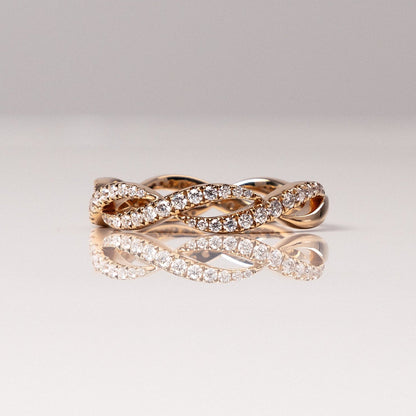 0.54 TCW Round Half Eternity & Twisted Moissanite Wedding Band