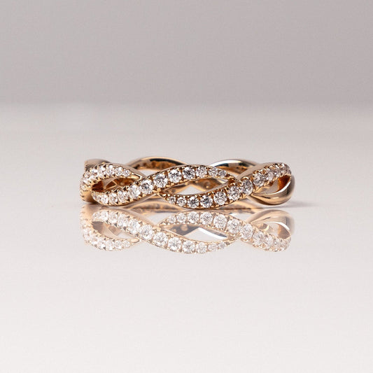 0.54 TCW Round Half Eternity & Twisted Moissanite Wedding Band
