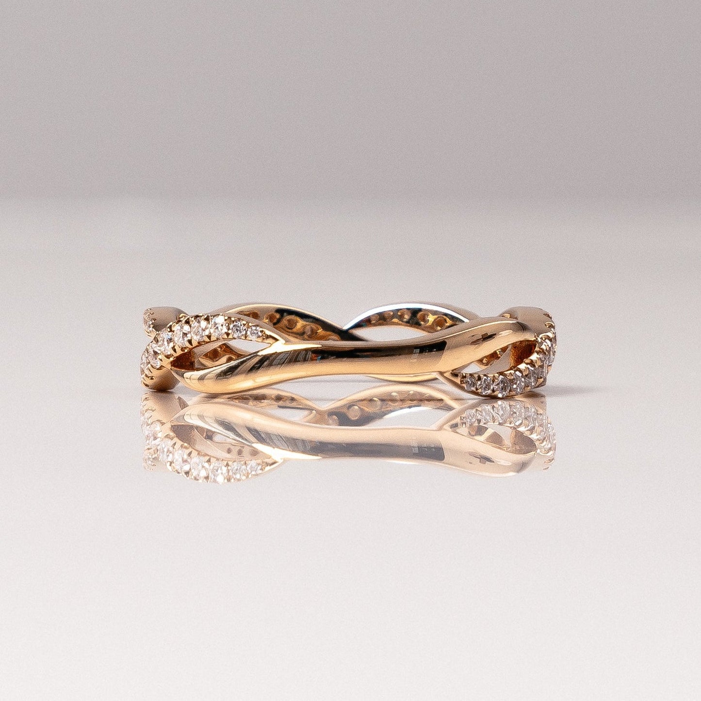 0.54 TCW Round Half Eternity & Twisted Moissanite Wedding Band