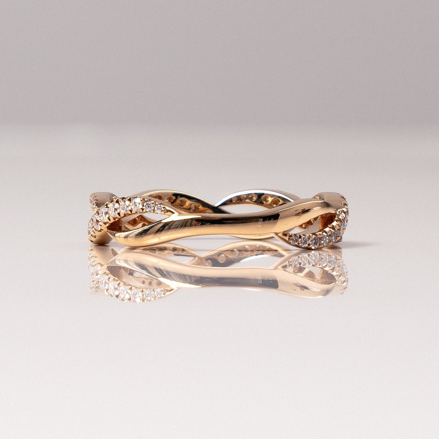 0.54 TCW Round Half Eternity & Twisted Moissanite Wedding Band