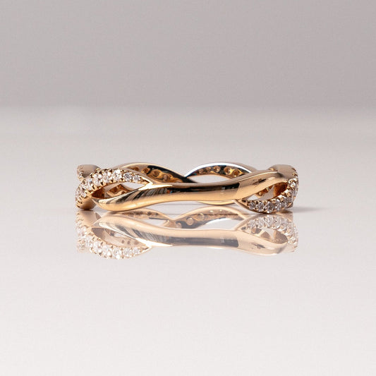0.54 TCW Round Half Eternity & Twisted Moissanite Wedding Band