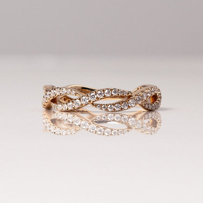 0.54 TCW Round Half Eternity & Twisted Moissanite Wedding Band