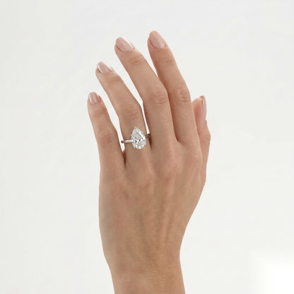 1.5 CT Pear Pave Moissanite Engagement Ring