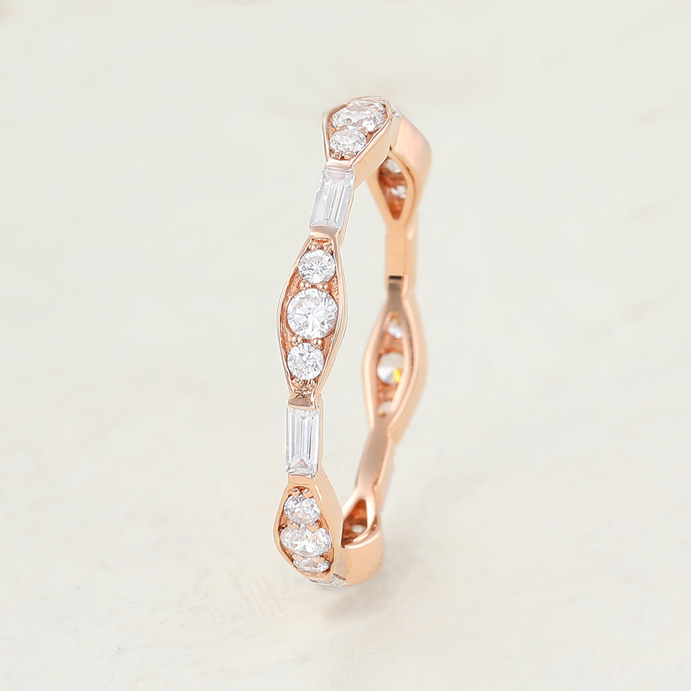 0.72 TCW Baguette & Round Full Eternity Moissanite Wedding Band