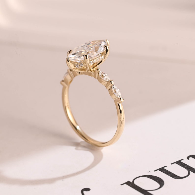 2.0 CT Marquise Pave Moissanite Engagement Ring