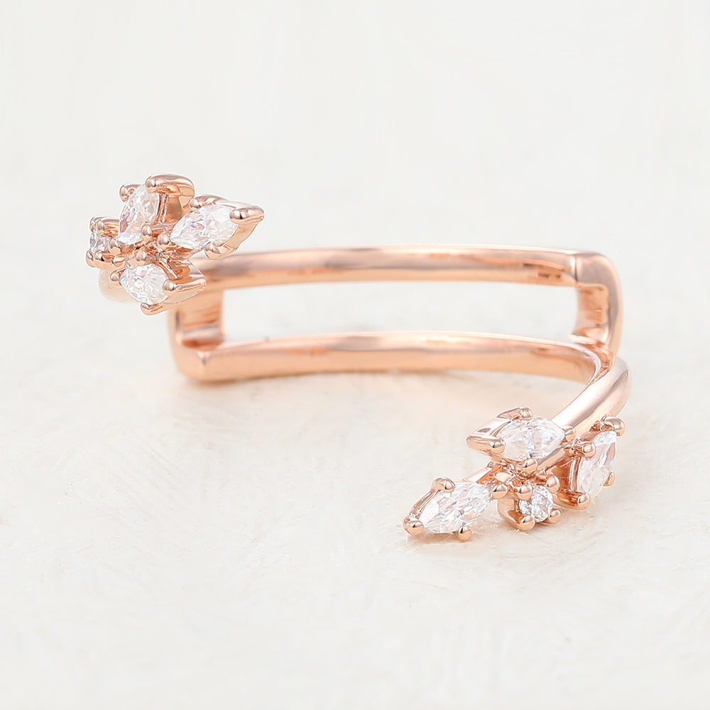 0.26 TCW Marquise & Round Twig Style Moissanite Wedding Band