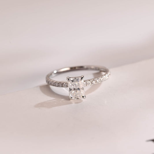 2.0 CT Radiant Pave Moissanite Engagement Ring