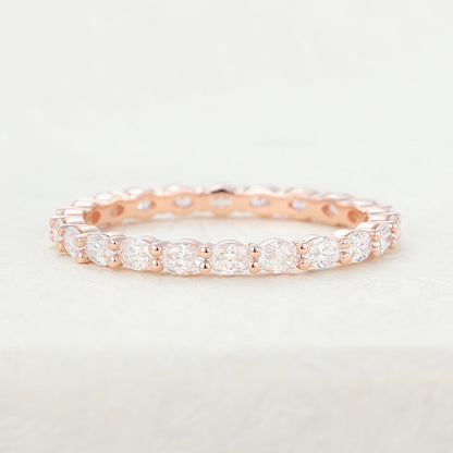 1.32 TCW Oval Shaped Moissanite Full Eternity Wedding Band