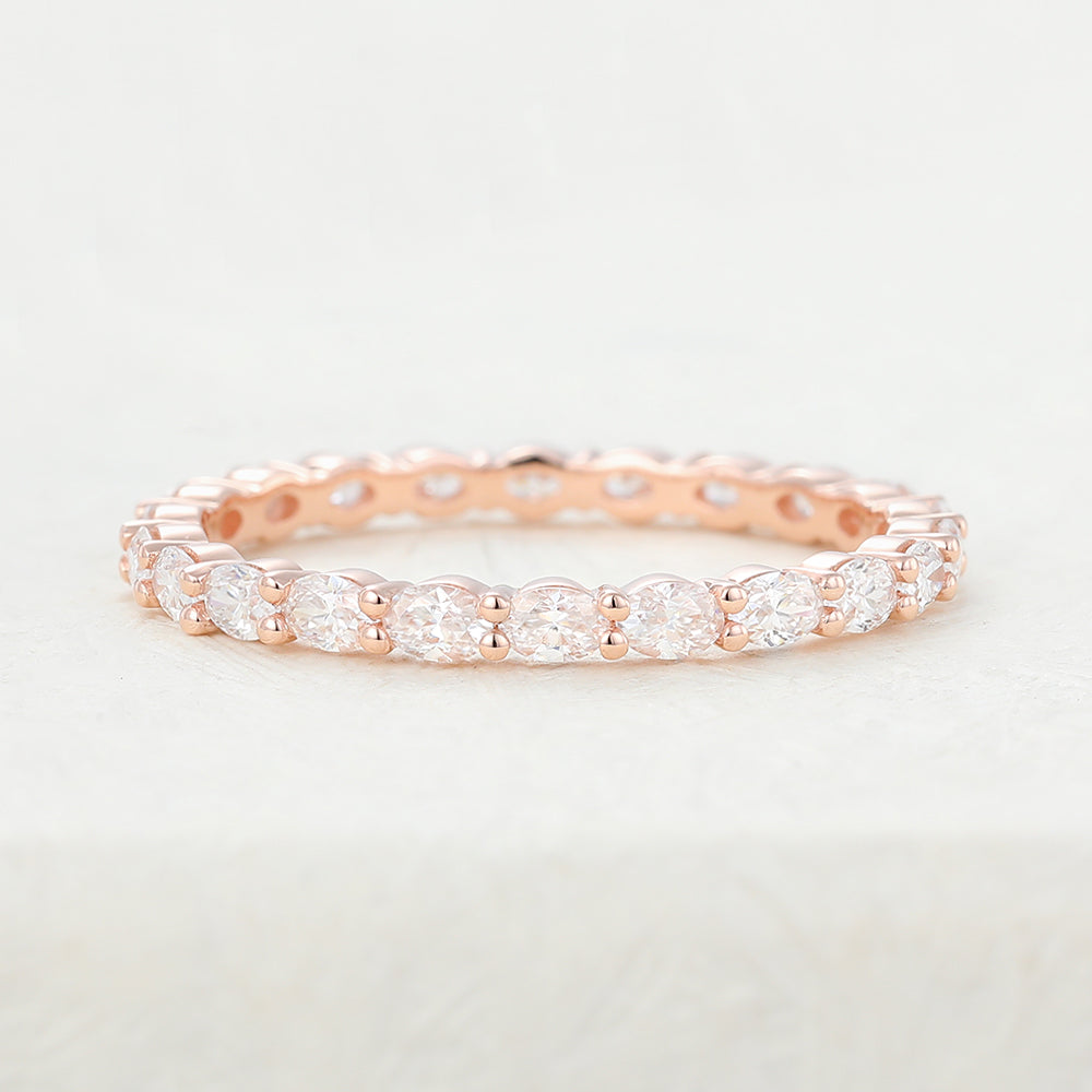 1.32 TCW Oval Full Eternity Moissanite Wedding Band