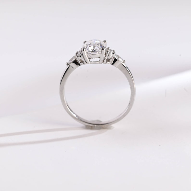 2.0 CT Oval Cluster Moissanite Engagement Ring