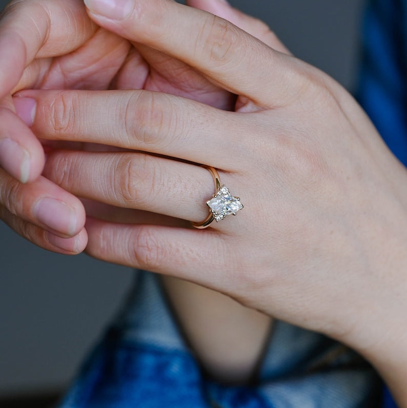 2.0 CT Marquise Three Stone Moissanite Engagement Ring