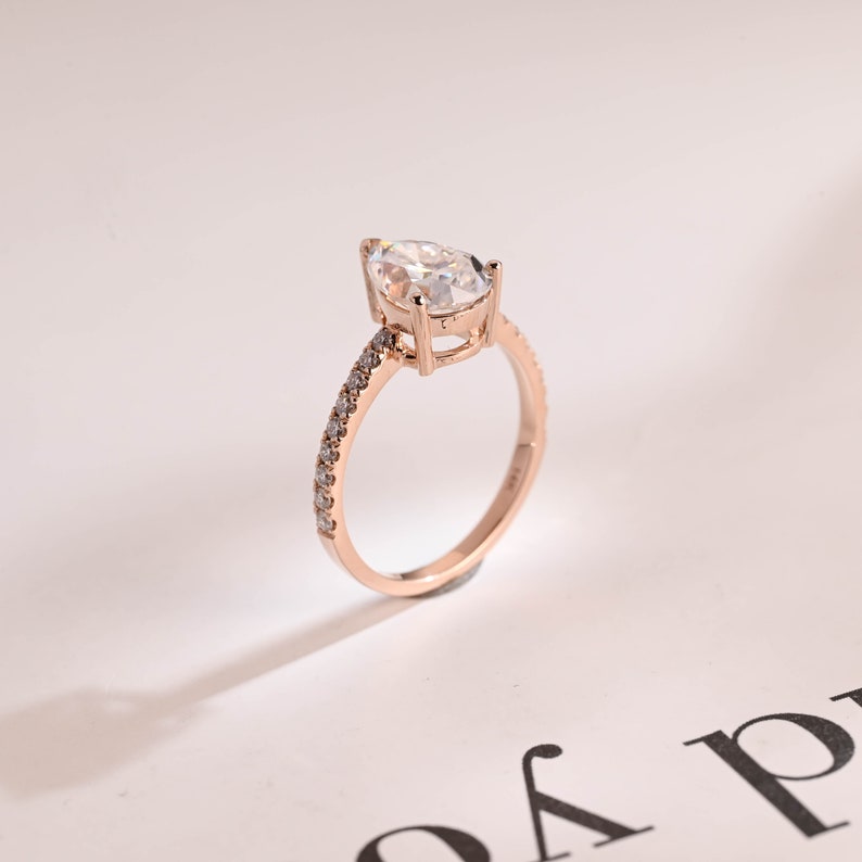 2.0 CT Pear Pave Moissanite Engagement Ring