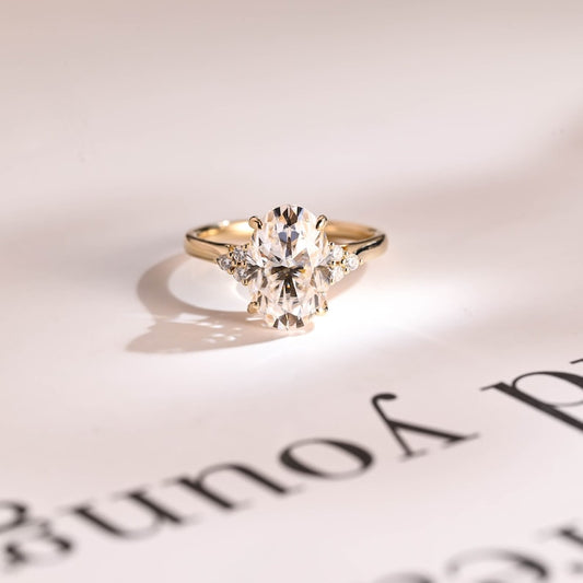 2.0 CT Oval Cluster Moissanite Engagement Ring