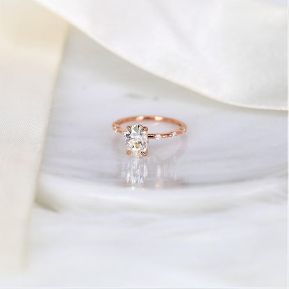 2 CT Oval Dainty Pave Moissanite Engagement Ring