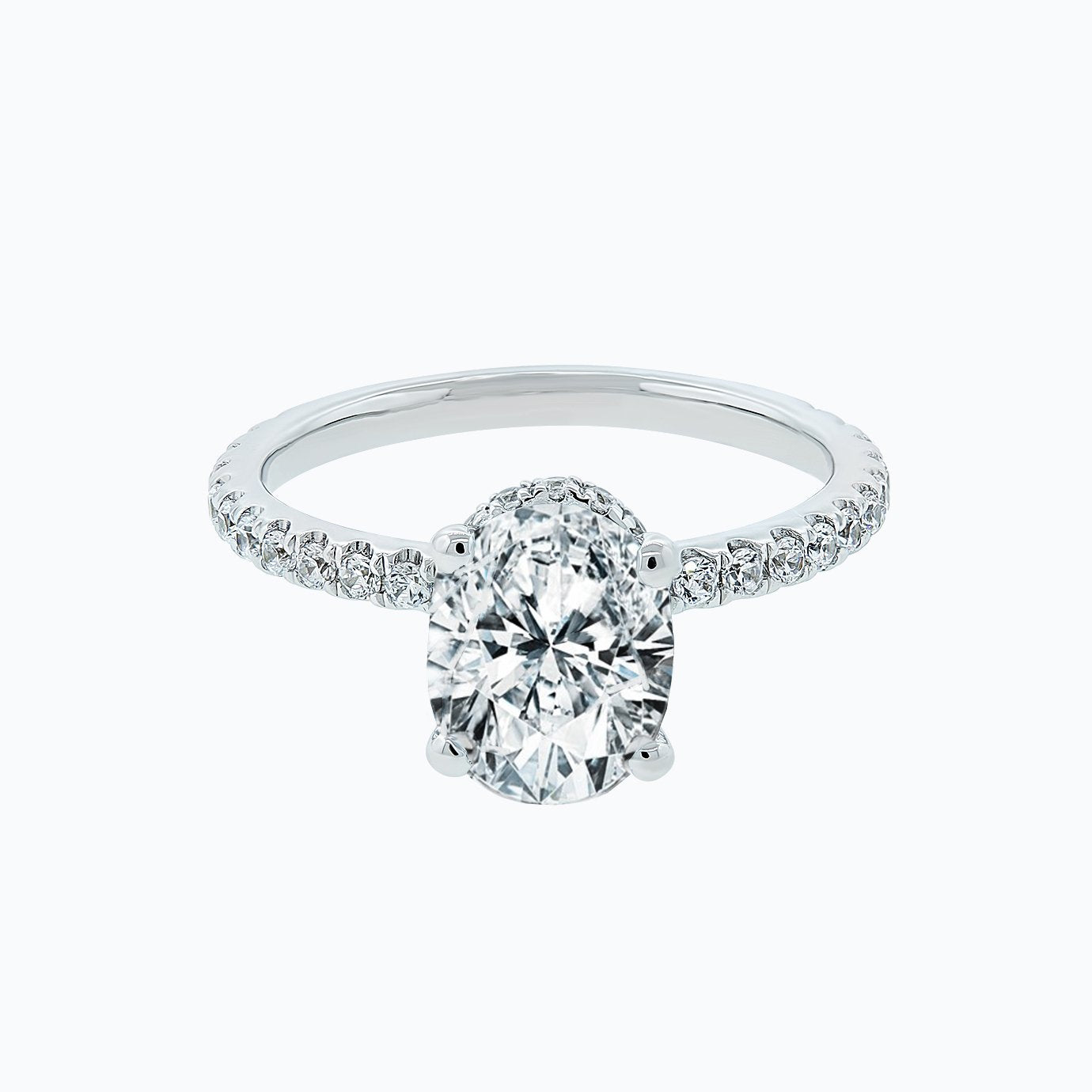 2.50 CT Oval Pave Moissanite Engagement Ring