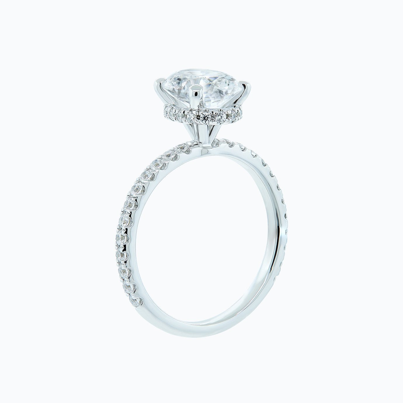 2.50 CT Oval Pave Moissanite Engagement Ring