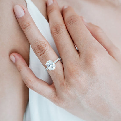 2.50 CT Oval Pave Moissanite Engagement Ring