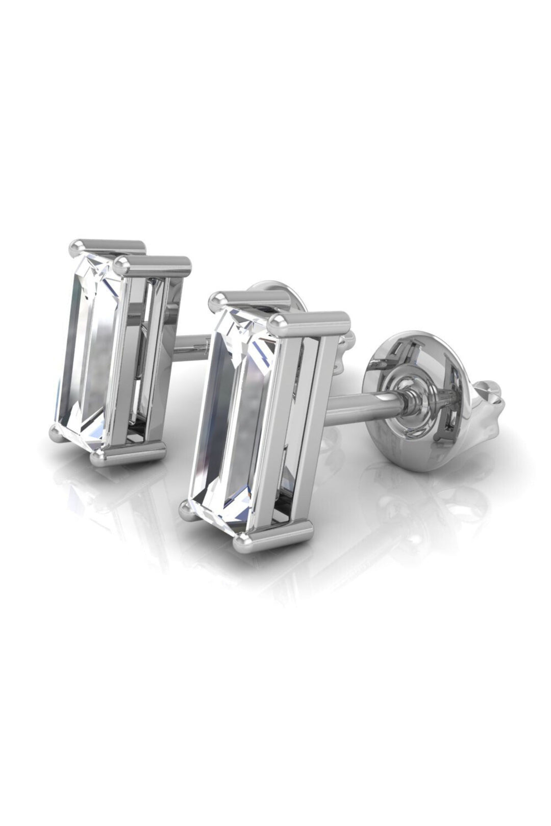 0.53 TCW Baguette Cut Stud Moissanite Earrings