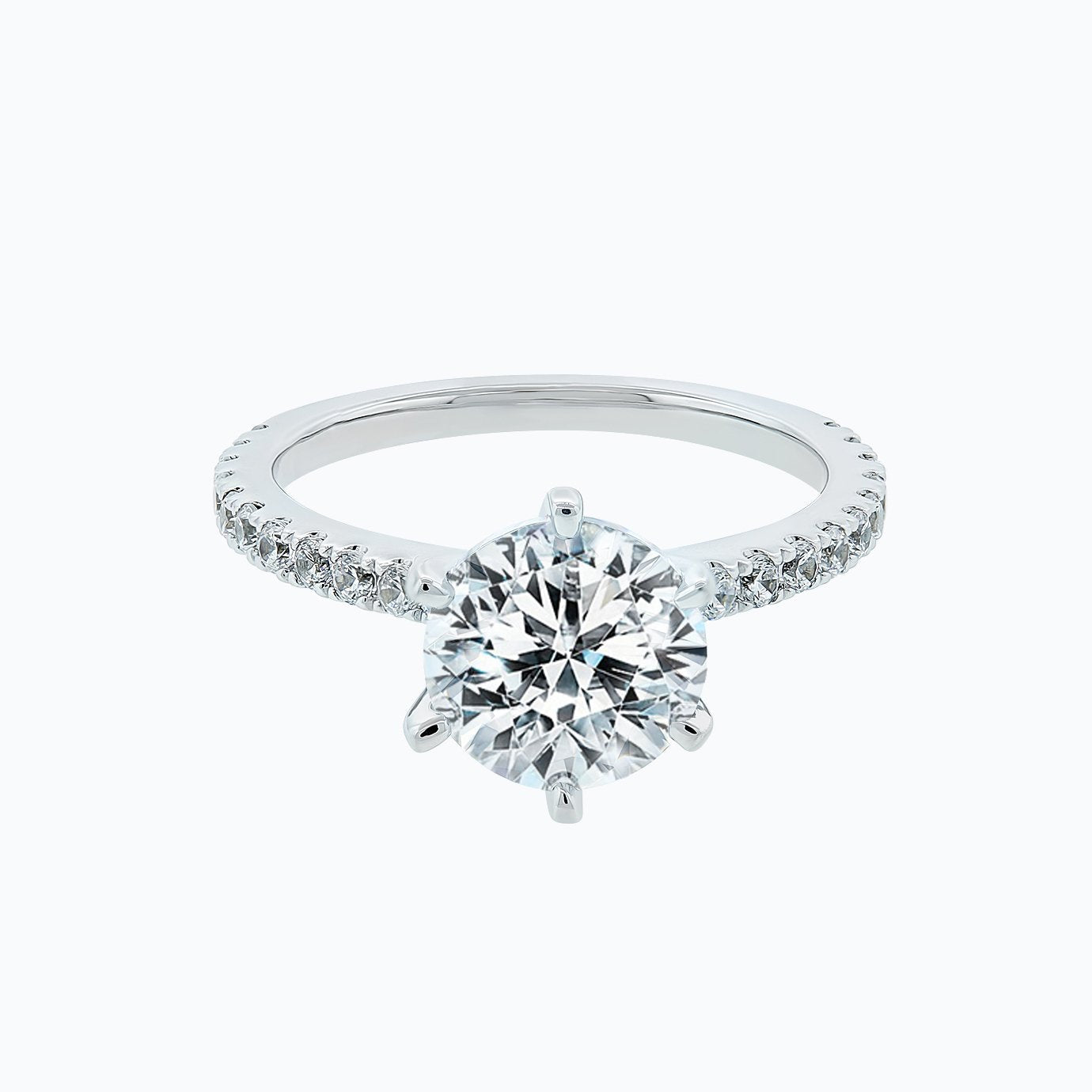 2 CT Round Halo & Pave Moissanite Engagement Ring