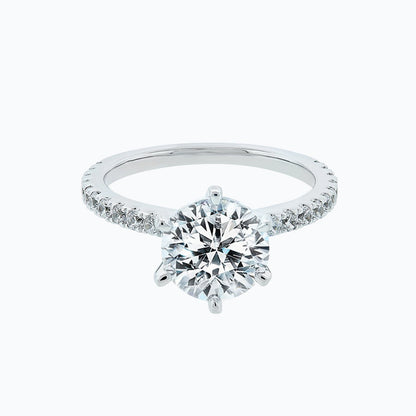 2 CT Round Halo & Pave Moissanite Engagement Ring