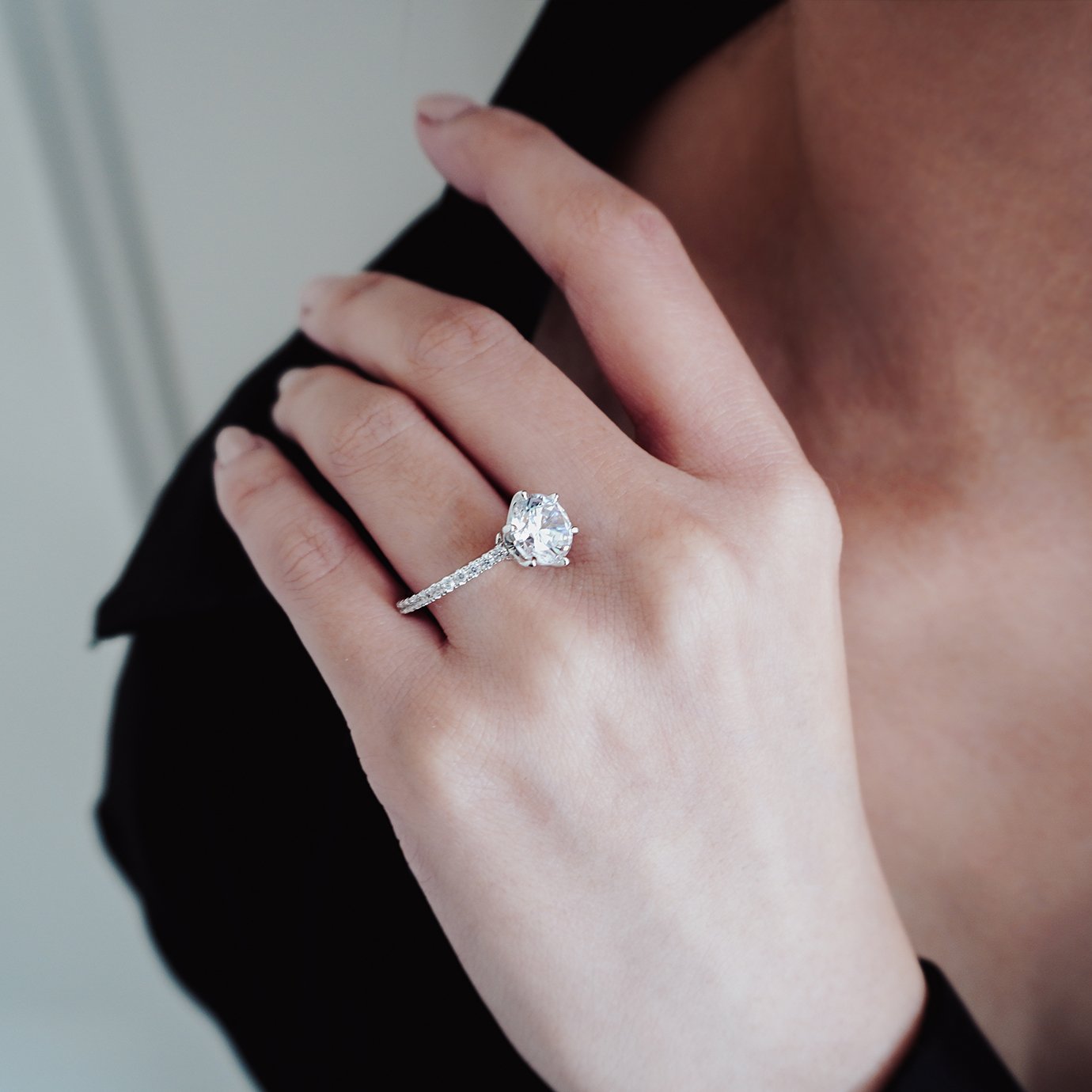 2 CT Round Halo & Pave Moissanite Engagement Ring