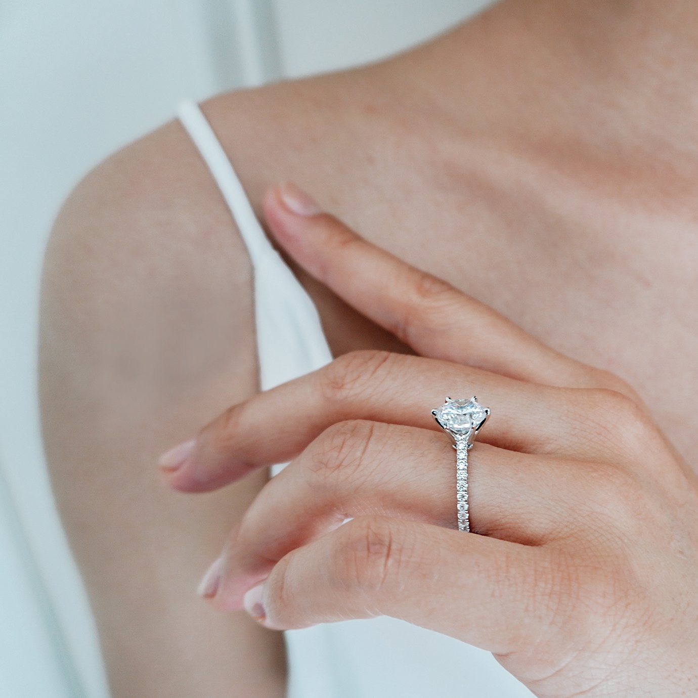 2 CT Round Halo & Pave Moissanite Engagement Ring