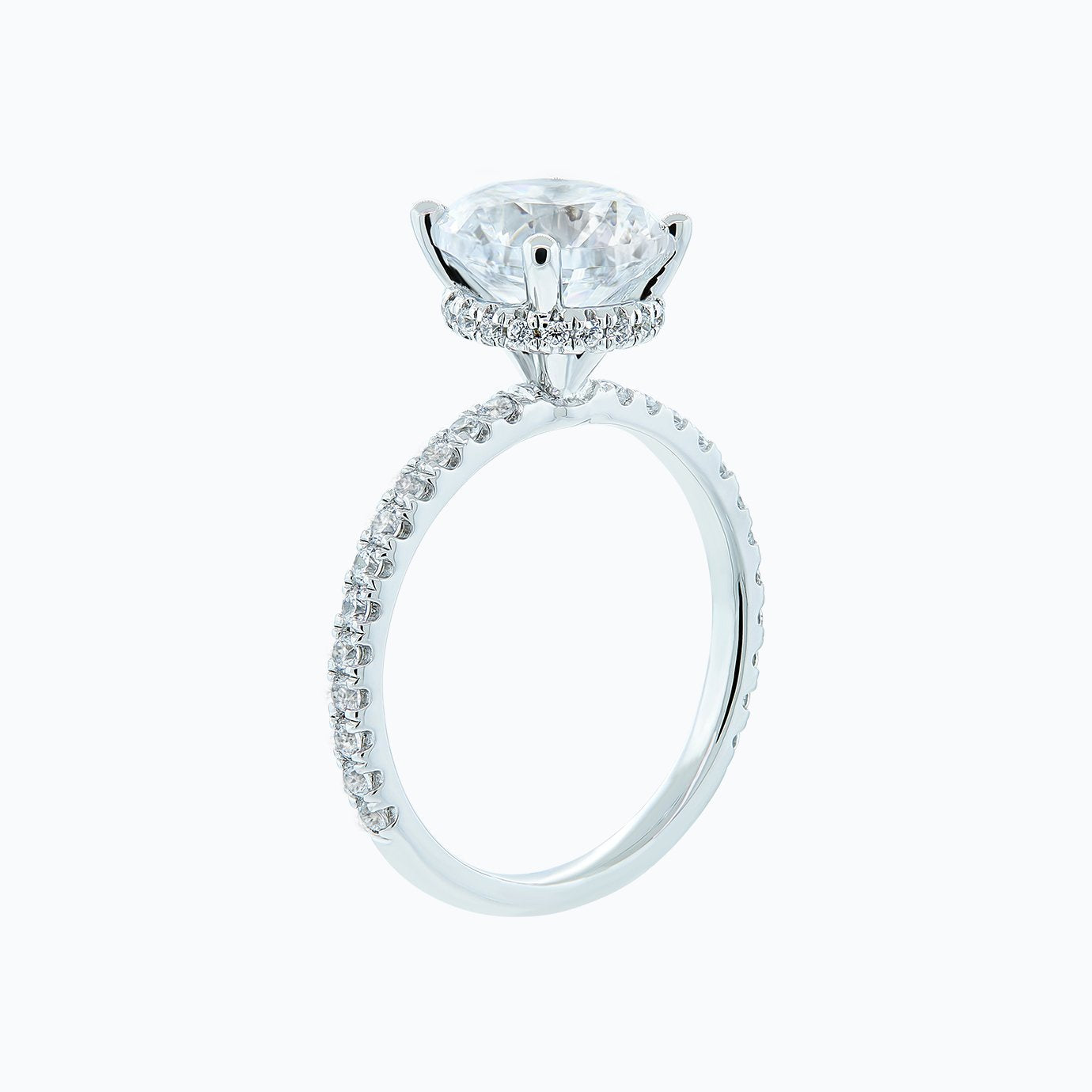 2 CT Round Pave Moissanite Engagement Ring