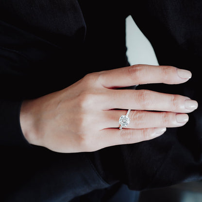 2 CT Round Pave Moissanite Engagement Ring