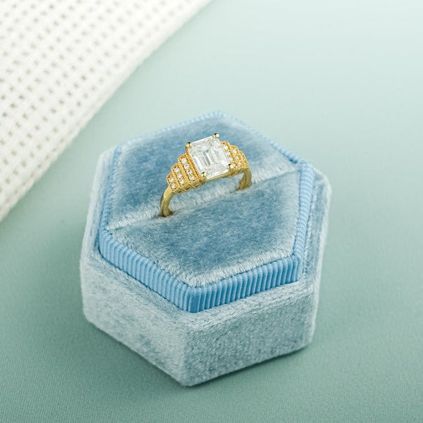 2.0 CT Emerald Cluster Moissanite Engagement Ring