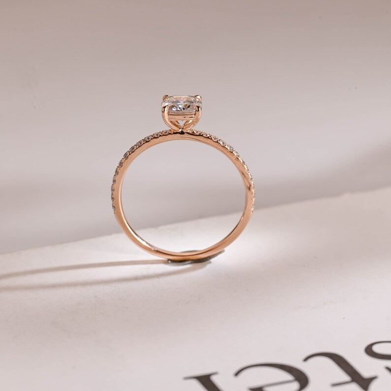 2.0 CT Cushion Pave Moissanite Engagement Ring
