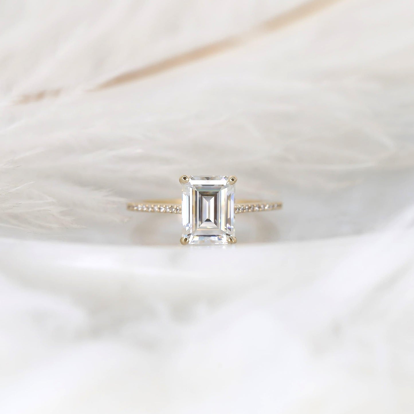 2.6 CT Emerald Pave Moissanite Engagement Ring