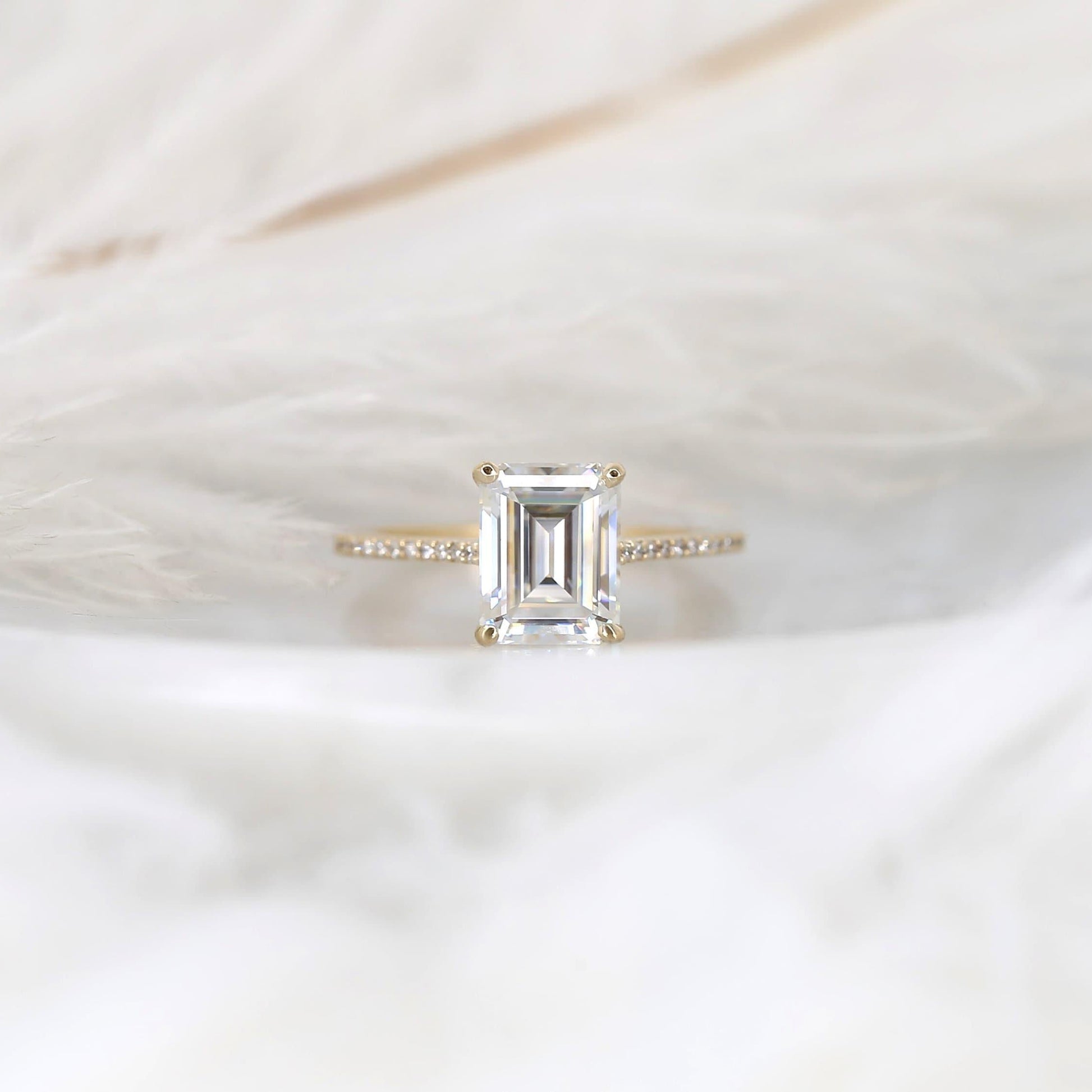 2.6 CT Emerald Pave Moissanite Engagement Ring