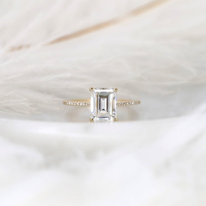 2.6 CT Emerald Pave Moissanite Engagement Ring