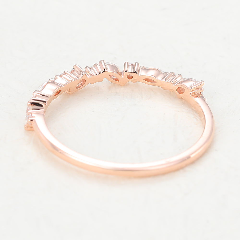 0.42 TCW Pear, Marquise & Round Half Eternity Moissanite Wedding Band