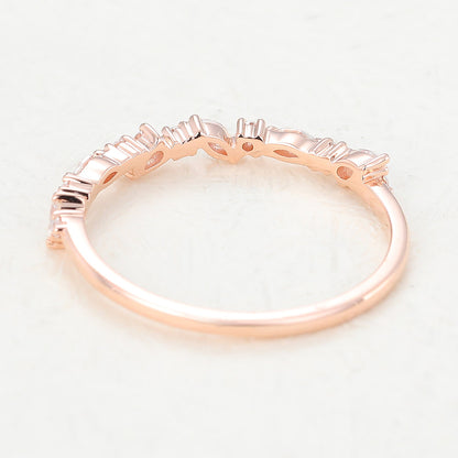 0.42 TCW Pear, Marquise & Round Half Eternity Moissanite Wedding Band