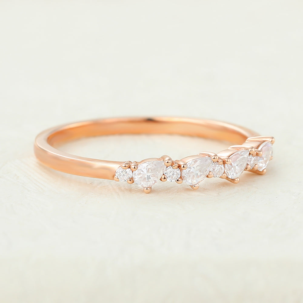 0.33 TCW Pear & Round Half Eternity Moissanite Wedding Band