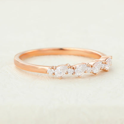 0.33 TCW Pear & Round Half Eternity Moissanite Wedding Band