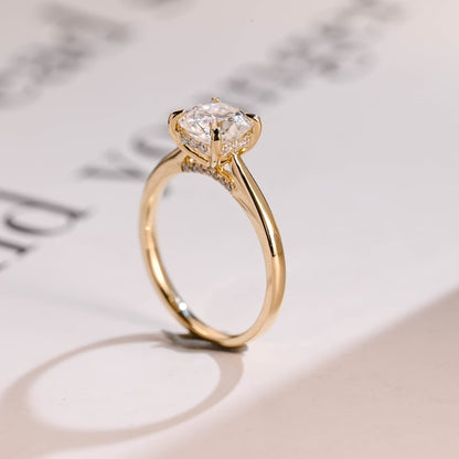 2.0 CT Round Hidden Halo Moissanite Engagement Ring