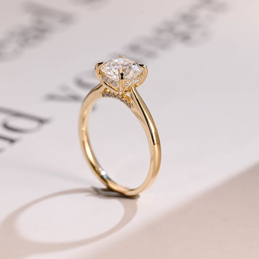 2.0 CT Round Hidden Halo Moissanite Engagement Ring