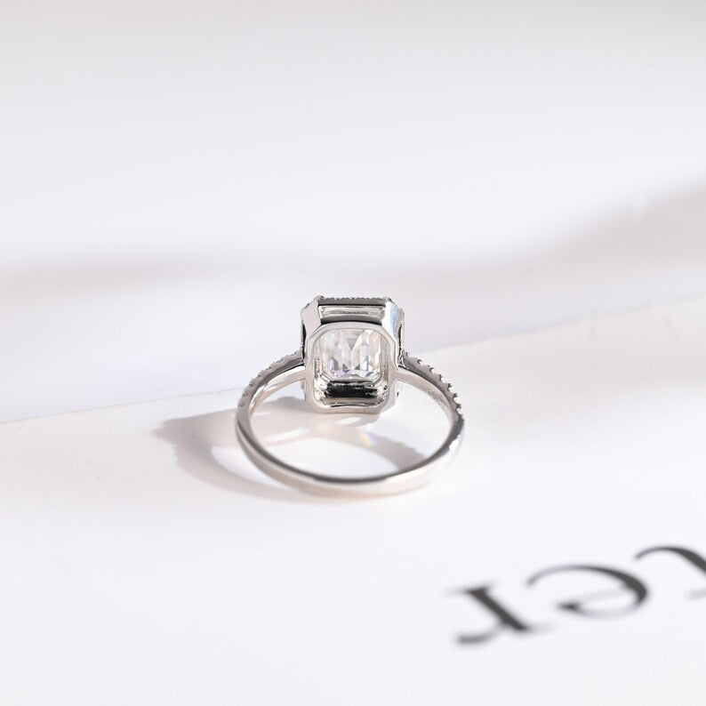 2.0 CT Emerald Halo & Pave Moissanite Engagement Ring