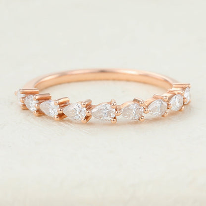 0.63 TCW Pear Half Eternity Moissanite Wedding Band