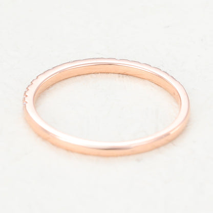 0.22 TCW Round Shaped Moissanite Half Eternity Wedding Band