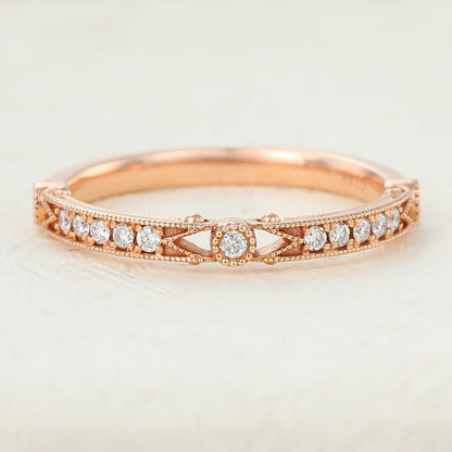 0.15 TCW Round Shaped Moissanite Vintage Wedding Band