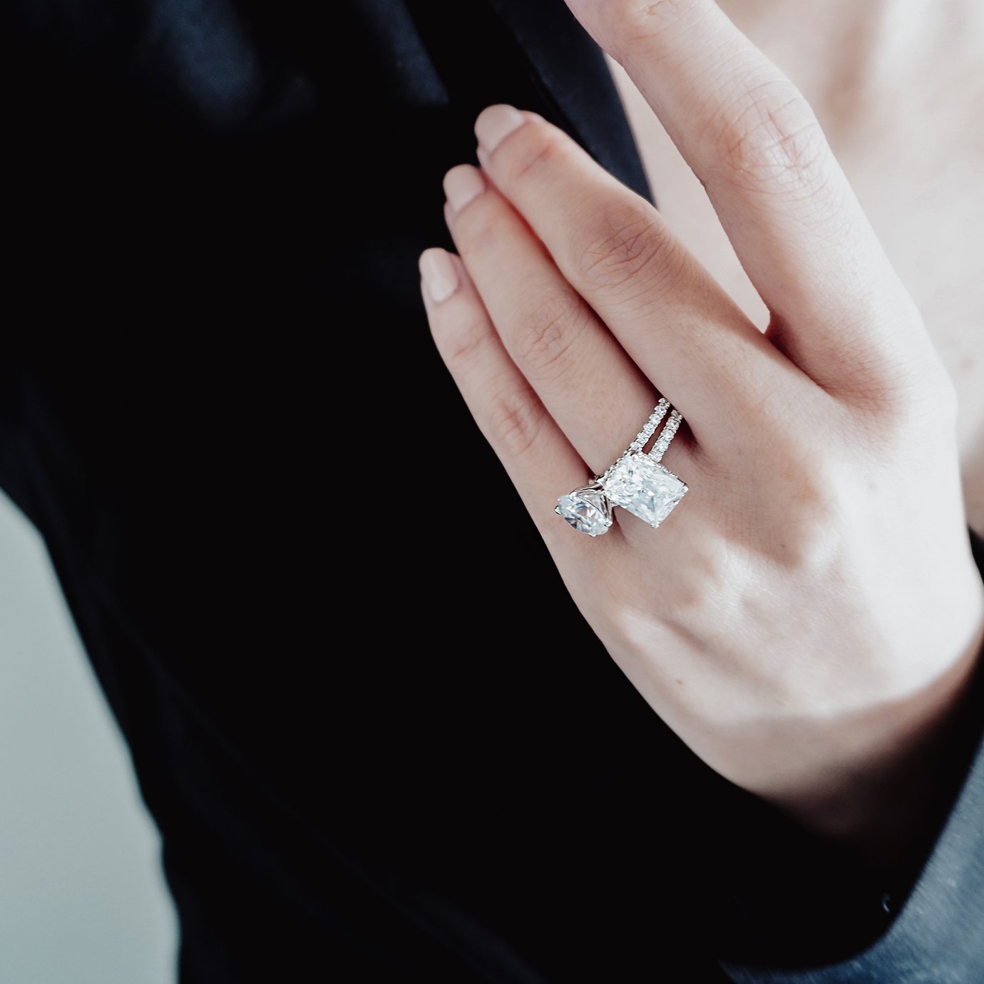 3 CT Radiant Pave Moissanite Engagement Ring