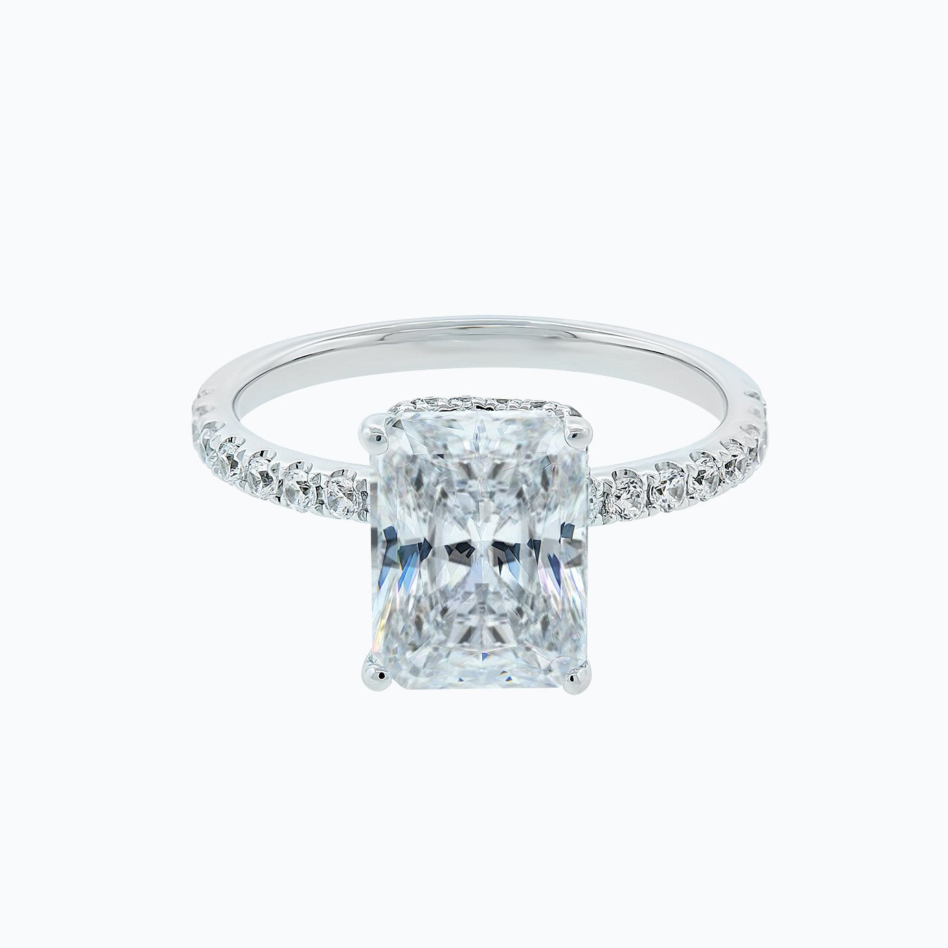3 CT Radiant Pave Moissanite Engagement Ring