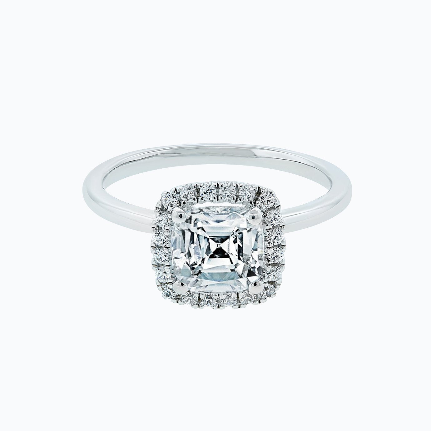 1.50 CT Cushion Halo Moissanite Engagement Ring