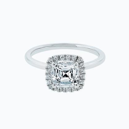 1.50 CT Cushion Halo Moissanite Engagement Ring
