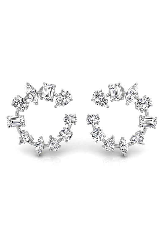 4.74 TCW Emerald Cut Multiple Stone Hoop Moissanite Earrings